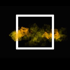 Abstract red smoke effect with white frame on black background