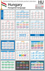 Hungarian horizontal pocket calendars for 2022. Week starts Monday