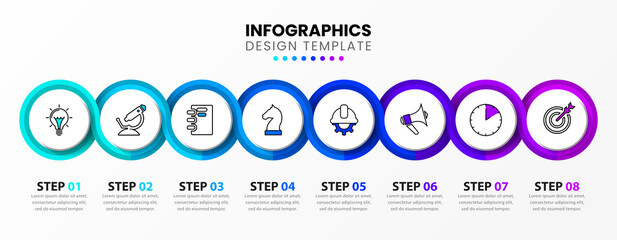 Infographic design template. Timeline concept with 8 steps