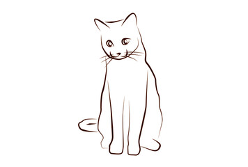 猫の線画イラスト