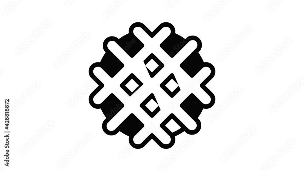 Poster waffle biscuit icon animation outline best object on white background