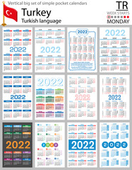 Turkish vertical pocket calendars for 2022. Week starts Monday