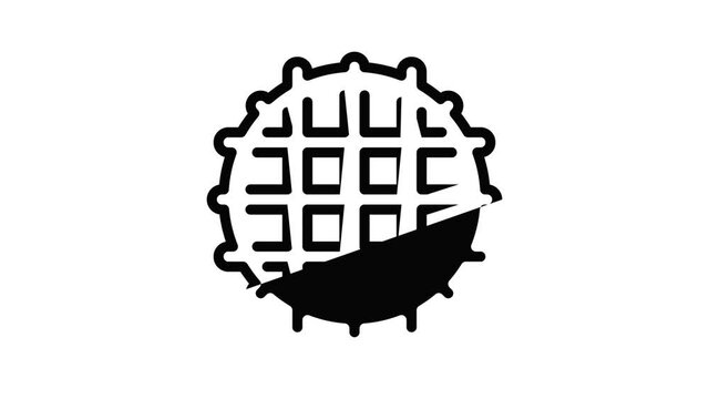 Belgian waffle icon animation outline best object on white background