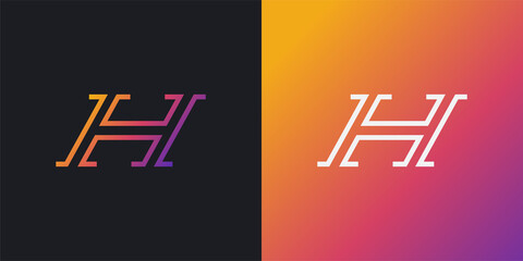 Letter H Logo in Colorful Gradient with Abstract Linear Concept