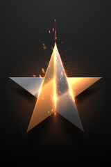 Gold and silver star with sparks effect