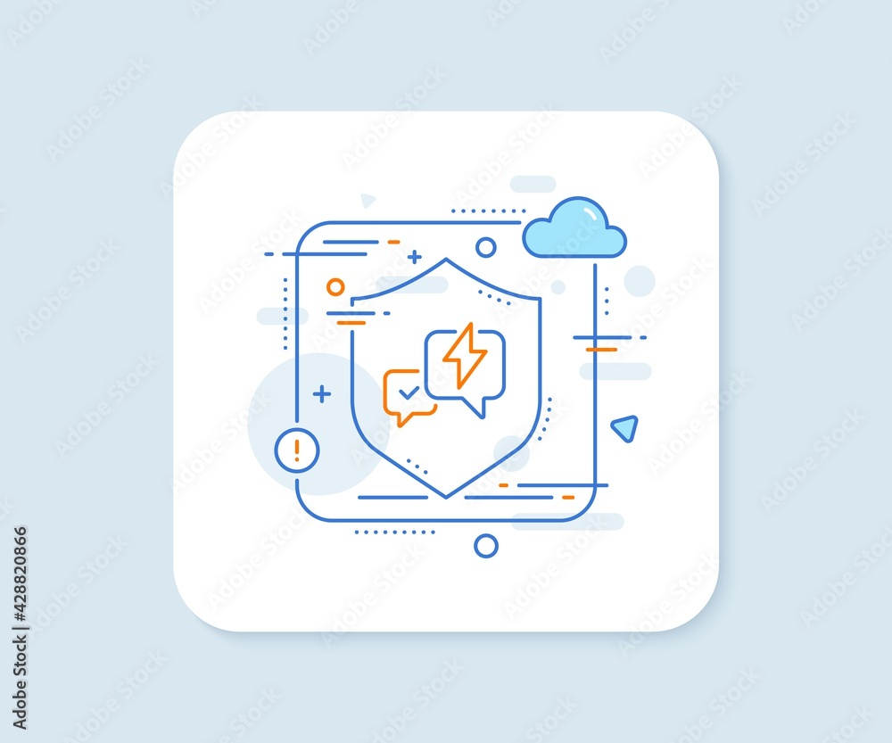 Poster lightning bolt line icon. abstract vector button. chat messages sign. speech bubble symbol. lightnin