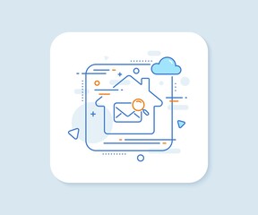 Search mail line icon. Abstract vector button. Find letter document sign. Magnify glass. Search mail line icon. Home concept badge. Vector