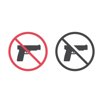 No Firearms Red Prohibition Vector Sign. Guns Not Allowed Icon.