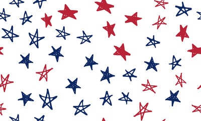 Stars grunge.	Presidents day. Independence Day USA. Hand drawn illustration. 