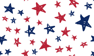 Stars grunge.	Presidents day. Independence Day USA. Hand drawn illustration. 
