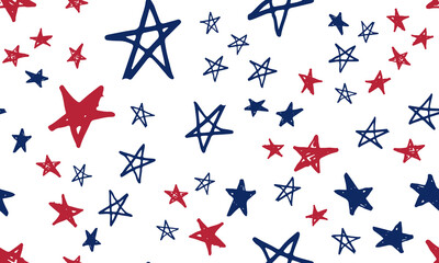 Stars grunge.	Presidents day. Independence Day USA. Hand drawn illustration. 