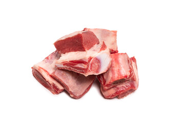 Raw beef ribs isolated on white background.