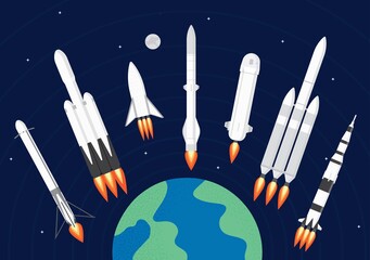 Modern Rockets Icon Set