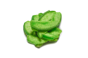 Slices of dried pummelo isolated on white background.