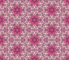 Abstract colorful doodle flower seamless pattern. Floral background. Mosaic, tile of thin line ornament.