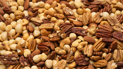 Mix of nuts as a background.