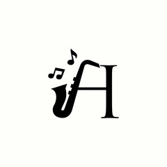 logo letter h with icon jazz music vector design