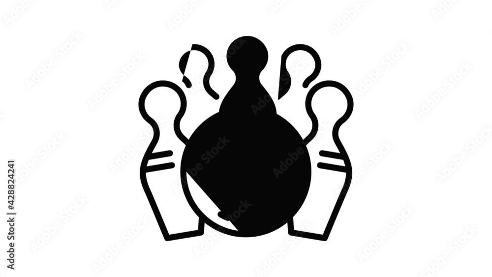 Poster bowling game icon animation outline best object on white background