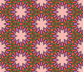 Fototapeta na wymiar Abstract colorful doodle flower seamless pattern. Floral background. Mosaic, tile of thin line ornament.