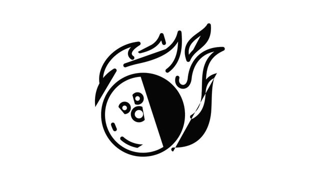 Bowling fire ball icon animation outline best object on white background