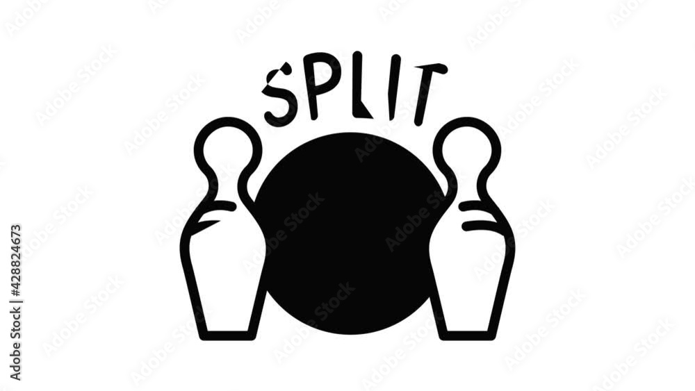 Poster bowling split icon animation outline best object on white background