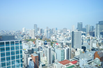 Aerial view of Osaka city in japan - 大阪 本町 街並み 高層ビル
