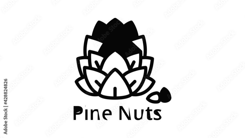 Aufkleber pine nuts icon animation outline best object on white background