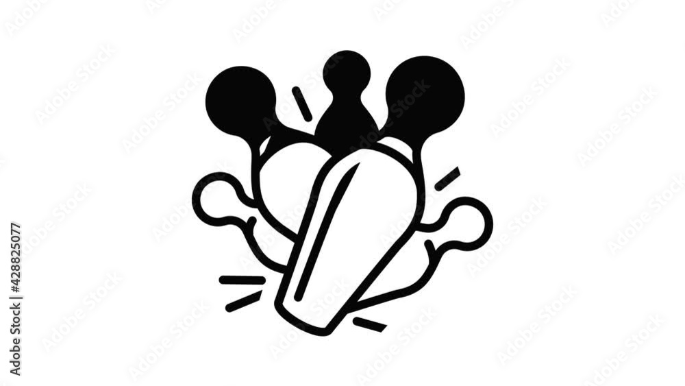 Poster crash bowling pins icon animation outline best object on white background