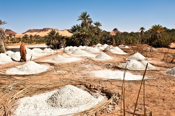 Bereit zum Abtransport - Salzabbau und Salzlagerung in der Sahara - Das Abbauen von Salz und der...