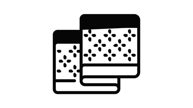 Flower pattern towel icon animation outline best object on white background