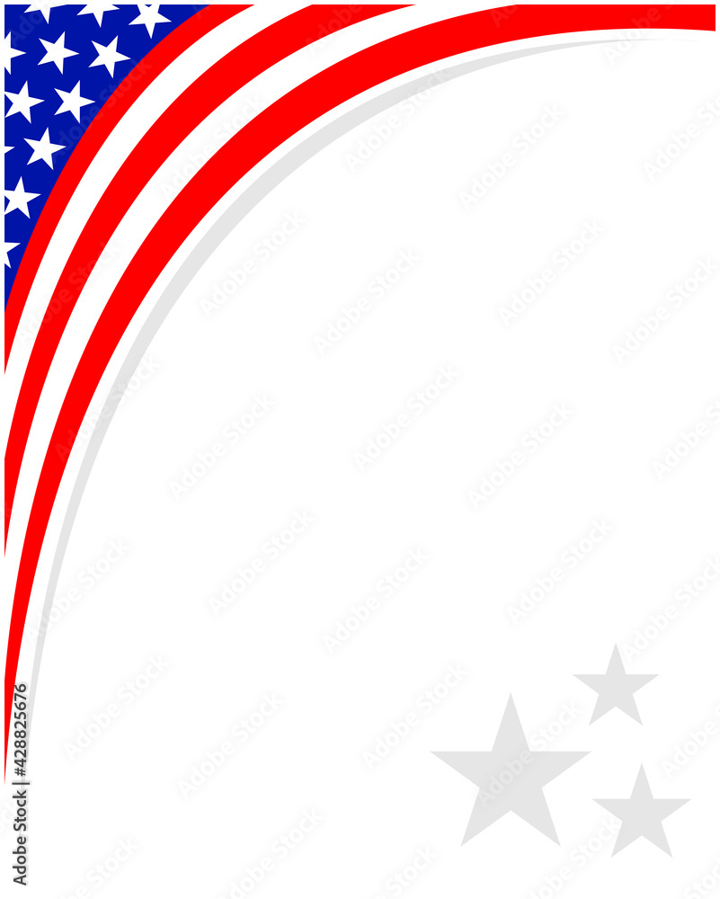 Wall mural abstract usa flag corner border frame with empty space for your text.