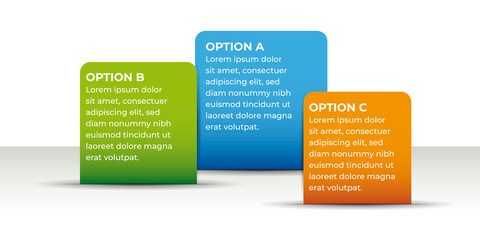 Infographic 3 options template 3D vector.