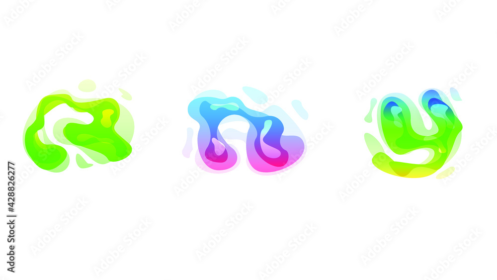 Poster abstract set liquid color collection geometric shapes fluid gradient dynamic elements banner logo ve