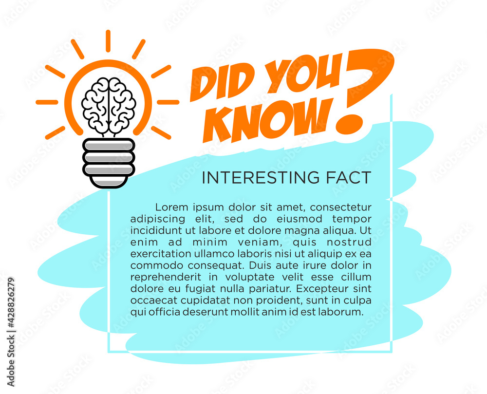 Poster funny bubble for copying text. did you know web banner with frame and bulb, idea box, quote for inte