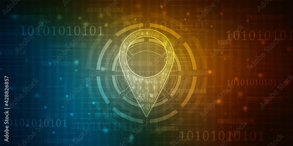 Poster 2d rendering red map pointer