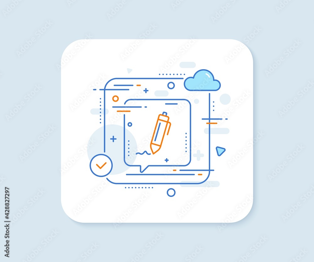 Poster signature line icon. abstract vector button. written pen sign. education symbol. signature line icon