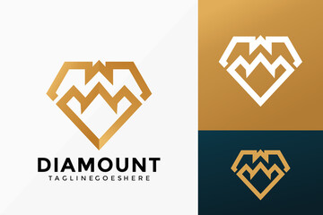 Diamond Mountain Logo Vector Design. Abstract emblem, designs concept, logos, logotype element for template.