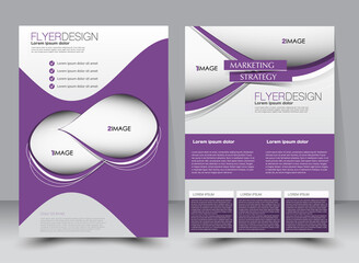 Abstract flyer design background. Brochure template. Can be used for magazine cover, business mockup, education, presentation, report. a4 size with editable elements. Purple color.