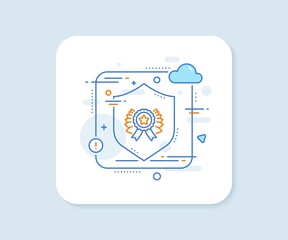 Winner ribbon line icon. Abstract vector button. Award medal sign. Best achievement symbol. Winner ribbon line icon. Protect shield concept. Vector