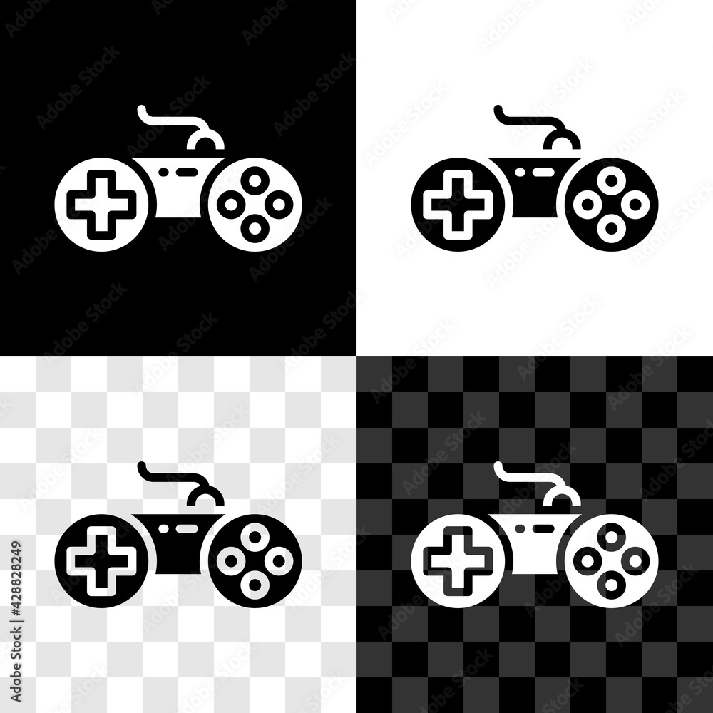 Canvas Prints set gamepad icon isolated on black and white, transparent background. game controller. vector