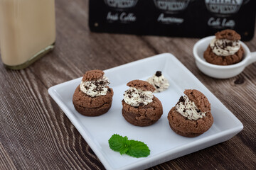 homemade cocoa cookie choux cream