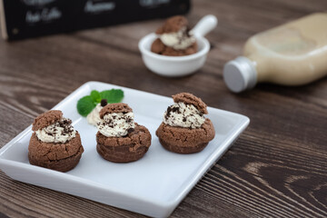 homemade cocoa cookie choux cream