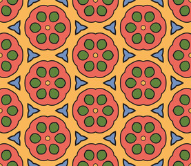 Abstract colorful doodle flower seamless pattern. Floral background. Mosaic, tile of thin line ornament.