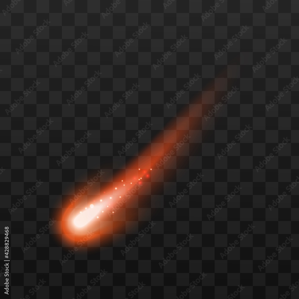 Canvas Prints template of falling meteor or comet, realistic vector illustration isolated.