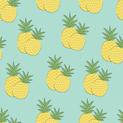 Pineapple seamless pattern. Seamless vector background. Illustration for textiles, packaging, planners, postcards, wallpapers, background...
