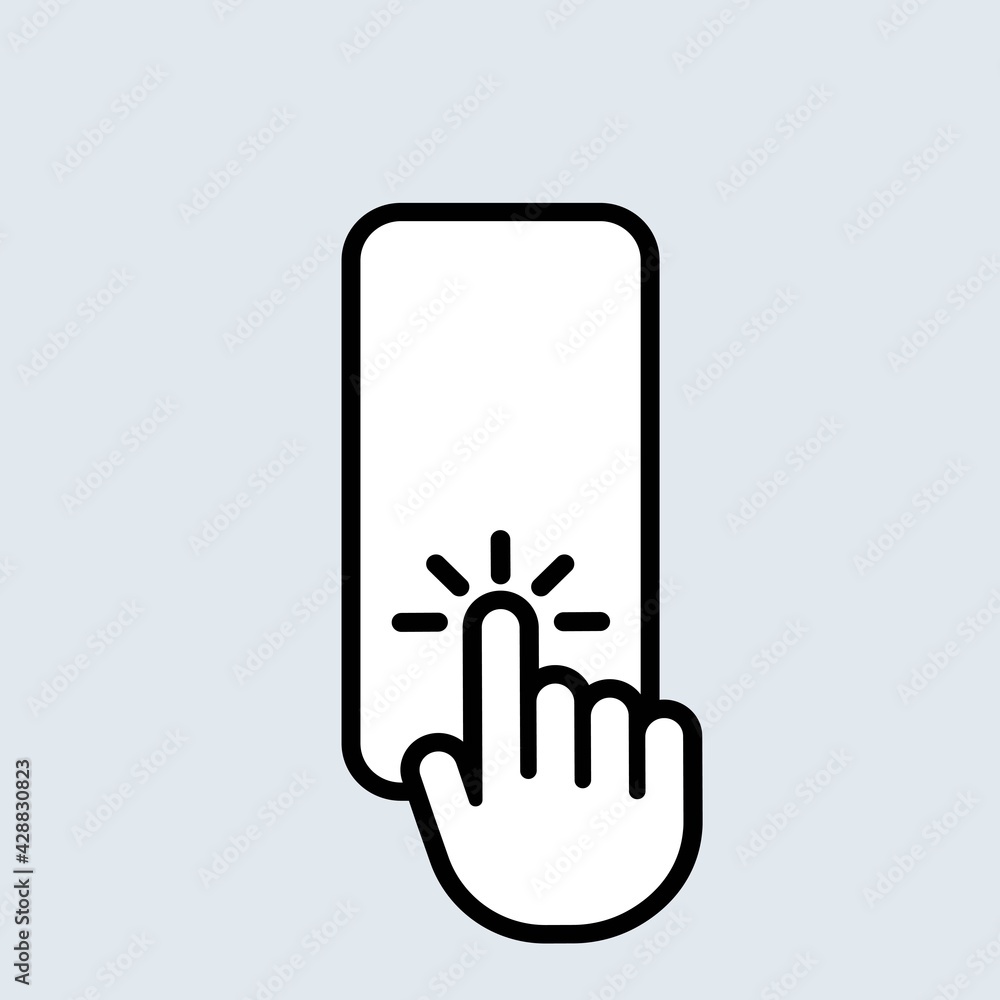 Aufkleber hand touch smartphone icon. cursor finger. hand touch screen for app, web design and business concep