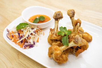 Chicken fried in Thai restaurant.