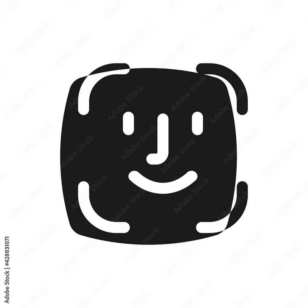 Poster face id icon. face recognition and data safety. vector eps 10. isolated on white background