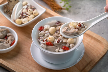 Four Tonics Soup. Delicious traditional Chinese herb flavor food.