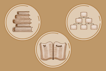 set of icons genealogy, family tree, file storage, archival documents for actual, instagram...